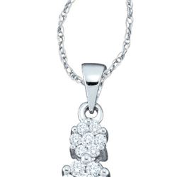 14KT White Gold 0.25CTW ROUND DIAMOND 3FLOWER LADIES PE