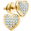 Image 1 : 10kt Yellow Gold Womens Round Diamond Heart Cluster Scr