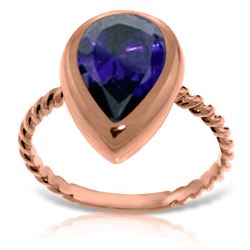 18k Solid Rose Gold Rings w/ Natural Pear Shape Sapphir