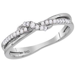 10kt White Gold Womens Round Diamond Crossover Stackabl