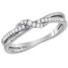 Image 1 : 10kt White Gold Womens Round Diamond Crossover Stackabl