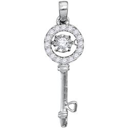 10kt White Gold Womens Round Diamond Moving Twinkle Sol