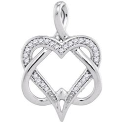 10KT White Gold 0.10CTW-Diamond HEART PENDANT