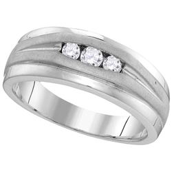 10kt White Gold Mens Round Natural Diamond Band Wedding