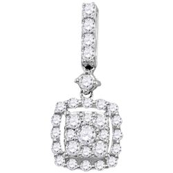 14kt White Gold Womens Round Diamond Fashion Pendant 1/