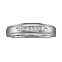 10KT White Gold 0.08CTW ROUND DIAMOND MENS FASHION BAND