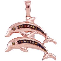 10KT Rose Gold 0.04CTW DIAMOND FISH PENDANT