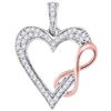 Image 1 : 10KT White Gold Two Tone 0.12CTW-Diamond HEART PENDANT