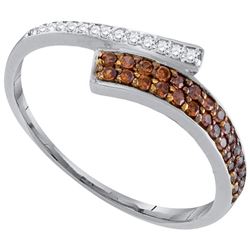 10kt White Gold Womens Round Cognac-brown Colored Diamo