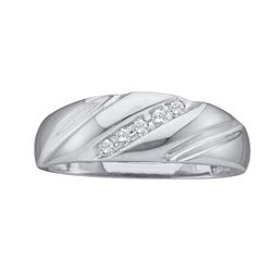 10KT White Gold 0.10CTW ROUND DIAMOND MENS FASHION BAND