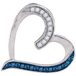 10KT White Gold 0.020CTW BLUE DIAMOND FASHION PENDANT