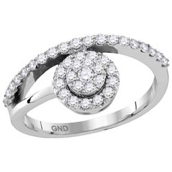 10kt White Gold Womens Round Natural Diamond Cluster Fa