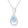 Image 1 : 10kt White Gold Womens Oval Lab-Created Blue Topaz Soli