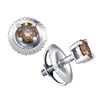 Image 1 : 10KT White Gold 0.26CTW COGNAC DIAMOND STUD EARRING
