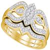 Image 1 : 10kt Yellow Gold Womens Round Diamond Oval Cluster Brid