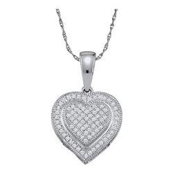10KT White Gold 0.15CT ROUND DIAMOND MICRO PAVE HEART P