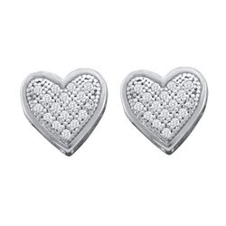 10KT White Gold 0.10CTW DIAMOND HEART EARRINGS