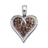 Image 1 : 10KT White Gold 0.51CT COGNAC DIAMOND HEART PENDANT