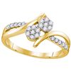 Image 1 : 14kt Yellow Gold Womens Round Diamond Double Cluster Br