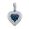 Image 1 : 10K White-gold 0.21CT BLUE DIAMOND HEART PENDANT
