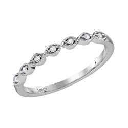 14kt White Gold Womens Round Diamond Stackable Band Rin