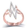 Image 1 : 10kt Rose Gold Womens Round Diamond Double Heartbeat Ri
