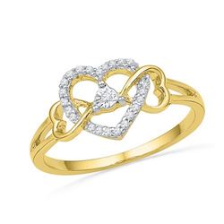 10K Yellow-gold 0.10CTW DIAMOND HEART RING