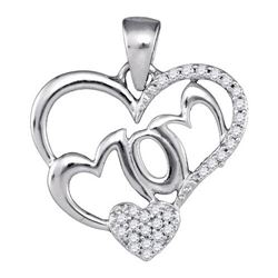 10KT White Gold 0.15CTW MOM DIAMOND PENDANT