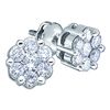 Image 1 : 10KT White Gold 0.15CTW DIAMOND FLOWER EARRINGS