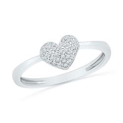 10KT White Gold 0.10CTW DIAMOND FASHION HEART RING