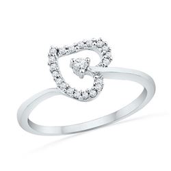 10KT White Gold 0.13CTW DIAMOND HEART RING