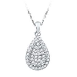 10KT White Gold 0.25CTW DIAMOND FASHION PENDANT