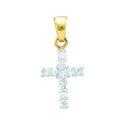 10kt Yellow Gold Womens Round Diamond Dainty Cross Pend