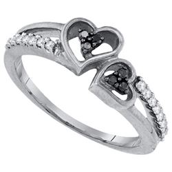 925 Sterling Silver White 0.21CTW DIAMOND HEART RING