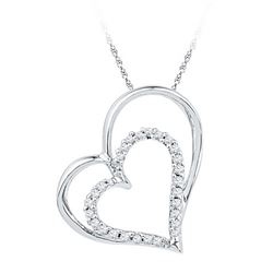 10KT White Gold 0.12CTW DIAMOND FASHION PENDANT