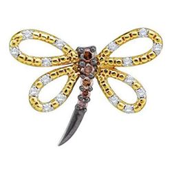 14KT Yellow Gold 0.26CTW COGNAC DIAMOND LADIES BUTTERFL