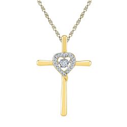 10kt Yellow Gold Womens Round Diamond Solitaire Cross H