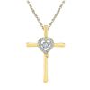 Image 1 : 10kt Yellow Gold Womens Round Diamond Solitaire Cross H
