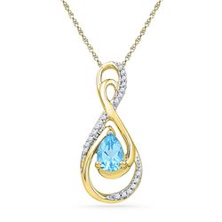 10kt Yellow Gold Womens Oval Lab-Created Blue Topaz Sol