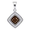 Image 1 : 10KT White Gold 0.25CTW COGNAC DIAMOND MICRO-PAVE PENDA