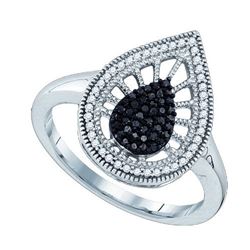 10K White-gold 0.25CTW BLACK DIAMOND MICRO PAVE RING