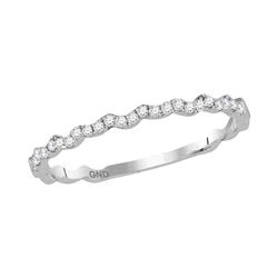 10kt White Gold Womens Round Diamond Slender Stackable