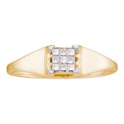 14KT Yellow Gold 0.12CTW PRINCESS DIAMOND LADIES INVISI