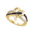 Image 1 : 10K Yellow-gold 0.36CTW BLACK DIAMOND LADIES HEART RING