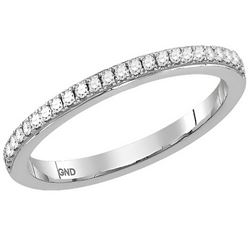 10kt White Gold Womens Round Diamond Single Row Stackab