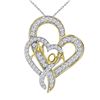 Image 1 : 10kt Yellow Gold Womens Round Diamond Double Heart Mom