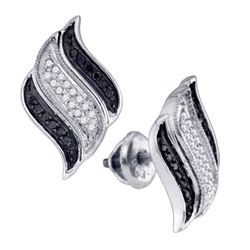 10KT White Gold 0.25CT BLACK DIAMOND MICROPAVE EARRING
