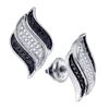 Image 1 : 10KT White Gold 0.25CT BLACK DIAMOND MICROPAVE EARRING