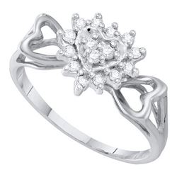 10KT White Gold 0.20CTW DIAMOND HEART RING