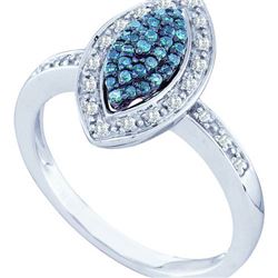 10KT White Gold 0.25CTW BLUE DIAMOND FASHION RING